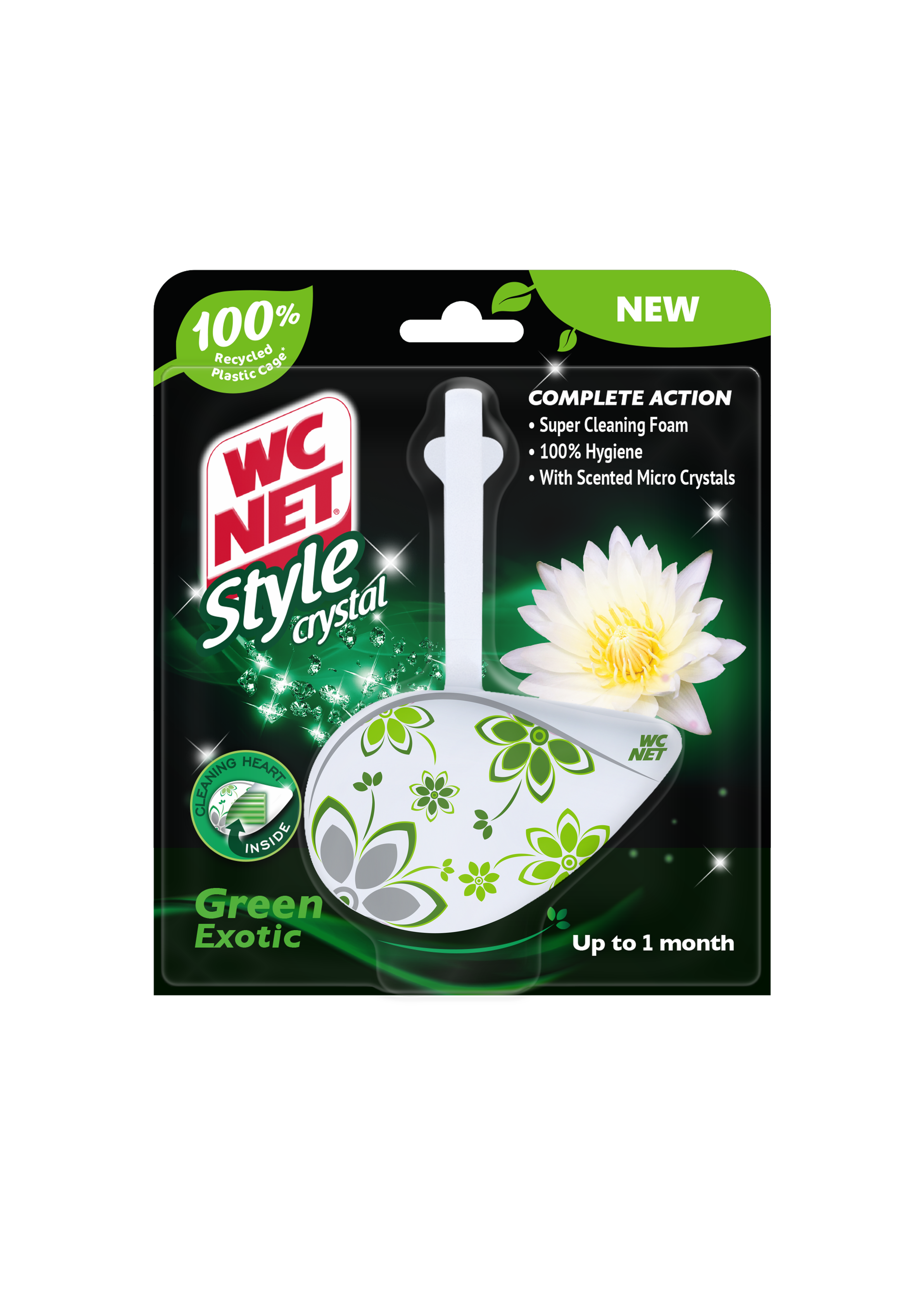 ZÁVĚSNÝ ČISTIČ WC NET STYLE CRYSTAL GREEN EXOTIC