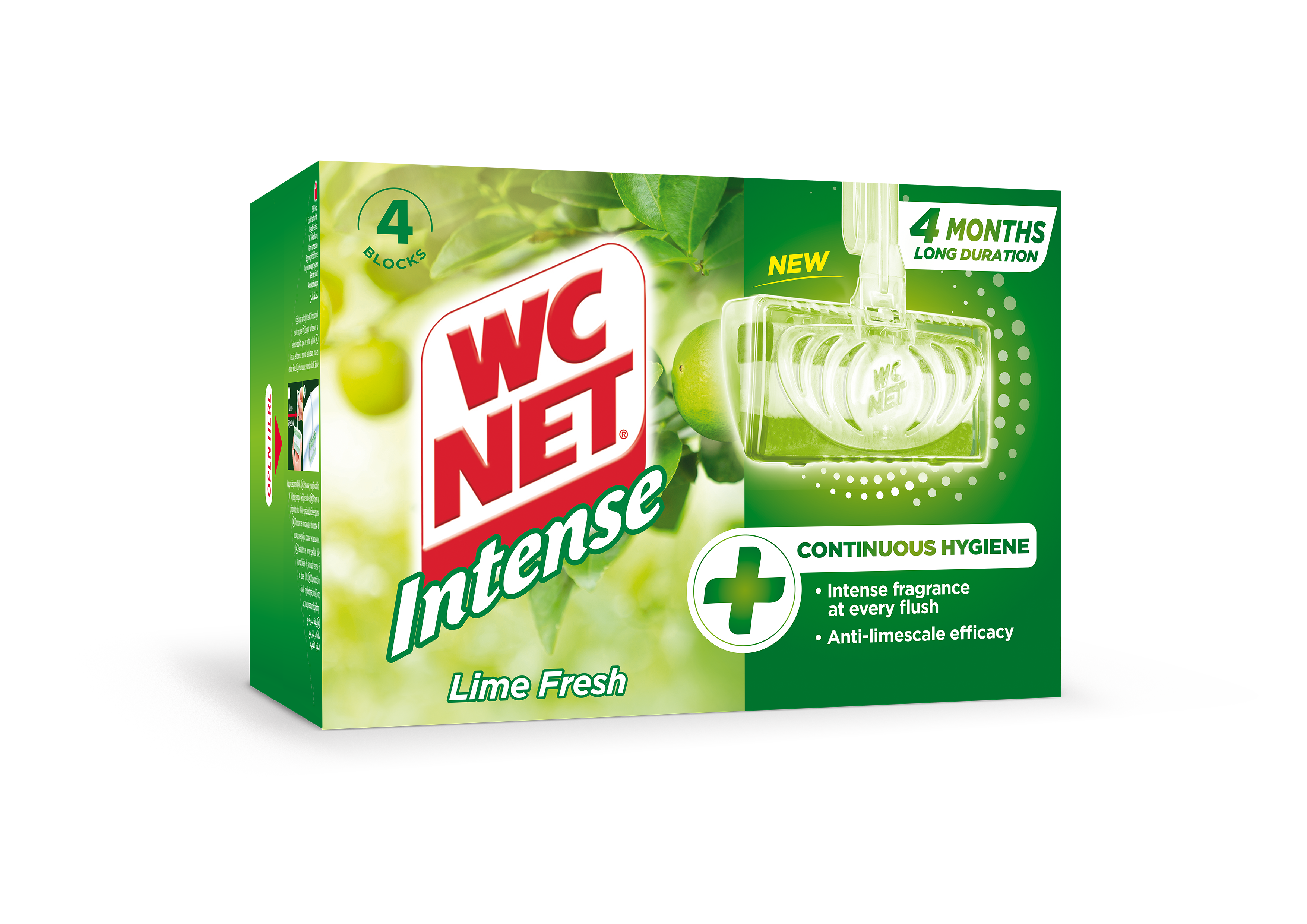 قوالب دبليو سي نت المكثفة الصلبة بعطر الليمون المنعش. WC NET INTENSE SOLID RIM BLOCKS Lime Fresh